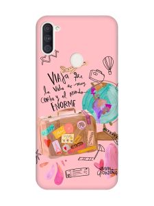 Матовий рожевий чохол на Samsung Galaxy A11 :: Настрій подорожувати (принт 329)