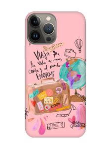 Матовий рожевий чохол на Apple iPhone 13 Pro :: Настрій подорожувати (принт 329)