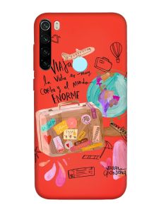 Матовий червоний чохол на Xiaomi Redmi Note 8T :: Настрій подорожувати (принт 329)