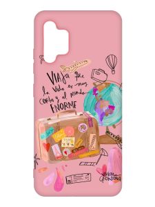 Матовий рожевий чохол на Samsung Galaxy A32 :: Настрій подорожувати (принт 329)