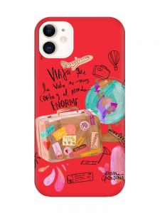 Матовий червоний чохол на Apple iPhone 11 (6.1) :: Настрій подорожувати (принт 329)
