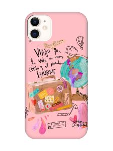 Матовий рожевий чохол на Apple iPhone 11 (6.1) :: Настрій подорожувати (принт 329)