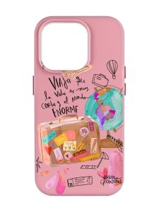 Матовий рожевий чохол на Apple iPhone 14 Pro Max :: Настрій подорожувати (принт 329)
