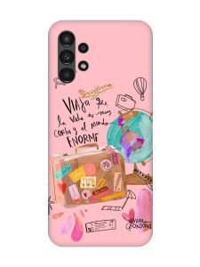 Матовий рожевий чохол на Samsung A13 4G :: Настрій подорожувати (принт 329)