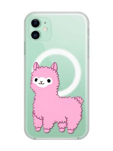 Магнітний чохол на iPhone 11 із підтримкою MagSafe :: Лама рожева (принт 100)