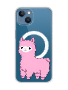 Магнітний чохол на iPhone 13 (6.1) із підтримкою MagSafe :: Лама рожева (принт 100)