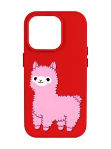 Матовий червоний чохол на Apple iPhone 14 Pro Max :: Лама рожева (принт 100)