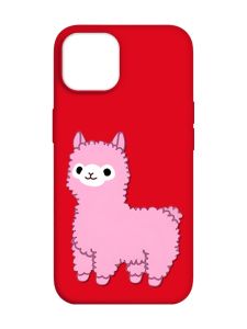 Матовий червоний чохол на Apple iPhone 14 :: Лама рожева (принт 100)