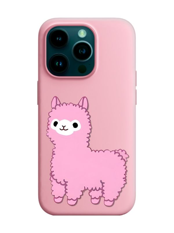 Матовий рожевий чохол на Apple iPhone 14 Pro :: Лама рожева (принт 100)