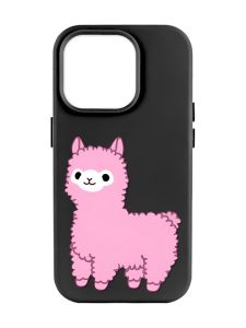 Матовий чорний чохол на Apple iPhone 14 Pro Max :: Лама рожева (принт 100)