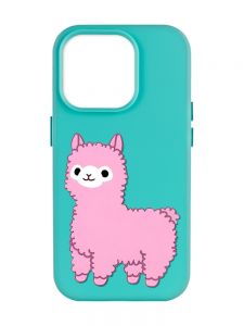 Матовий бірюзовий чохол на Apple iPhone 14 Pro Max :: Лама рожева (принт 100)
