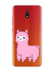Прозорий чохол на Xiaomi Redmi 8A :: Лама рожева (принт 100)