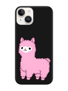 Матовий чорний чохол на Apple iPhone 14 :: Лама рожева (принт 100)