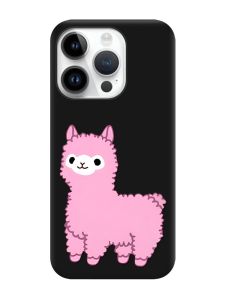 Матовий чорний чохол на Apple iPhone 14 Pro :: Лама рожева (принт 100)