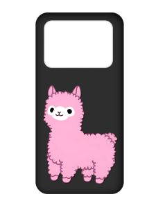 Матовий чорний чохол на Xiaomi Poco X4 Pro 5G :: Лама рожева (принт 100)