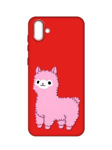 Матовий червоний чохол на Samsung Galaxy A04 :: Лама рожева (принт 100)