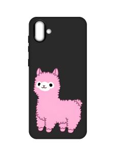 Матовий чорний чохол на Samsung Galaxy A04 :: Лама рожева (принт 100)
