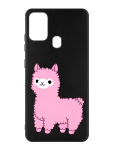 Матовий чорний чохол на Samsung Galaxy M30s/M21 :: Лама рожева (принт 100)