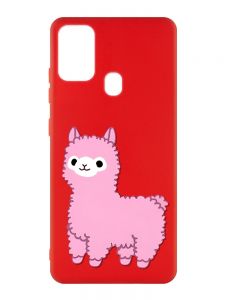 Матовий червоний чохол на Samsung Galaxy M30s/M21 :: Лама рожева (принт 100)