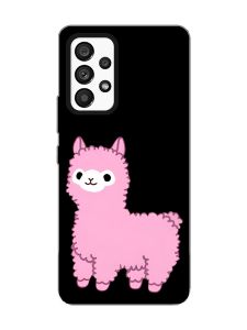 Матовий чорний чохол на Samsung Galaxy A53 4G/5G :: Лама рожева (принт 100)