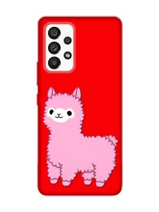 Матовий червоний чохол на Samsung Galaxy A53 4G/5G :: Лама рожева (принт 100)