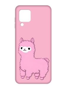 Матовий рожевий чохол на Samsung Galaxy A22 4G/M32/M22 :: Лама рожева (принт 100)