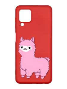 Матовий червоний чохол на Samsung Galaxy A22 4G/M32/M22 :: Лама рожева (принт 100)
