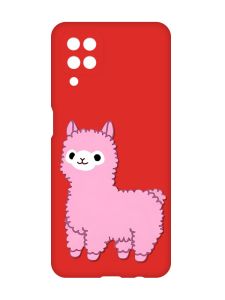 Матовий червоний чохол на Samsung Galaxy A12 :: Лама рожева (принт 100)