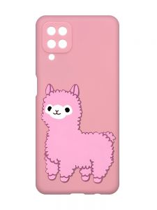 Матовий рожевий чохол на Samsung Galaxy A12 :: Лама рожева (принт 100)
