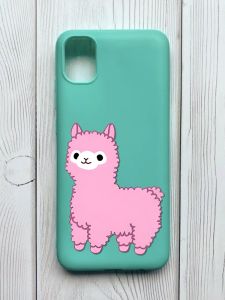 Матовий бірюзовий чохол на Samsung Galaxy A04E / A042 :: Лама рожева (принт 100)