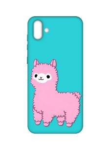 Матовий бірюзовий чохол на Samsung Galaxy A04 :: Лама рожева (принт 100)