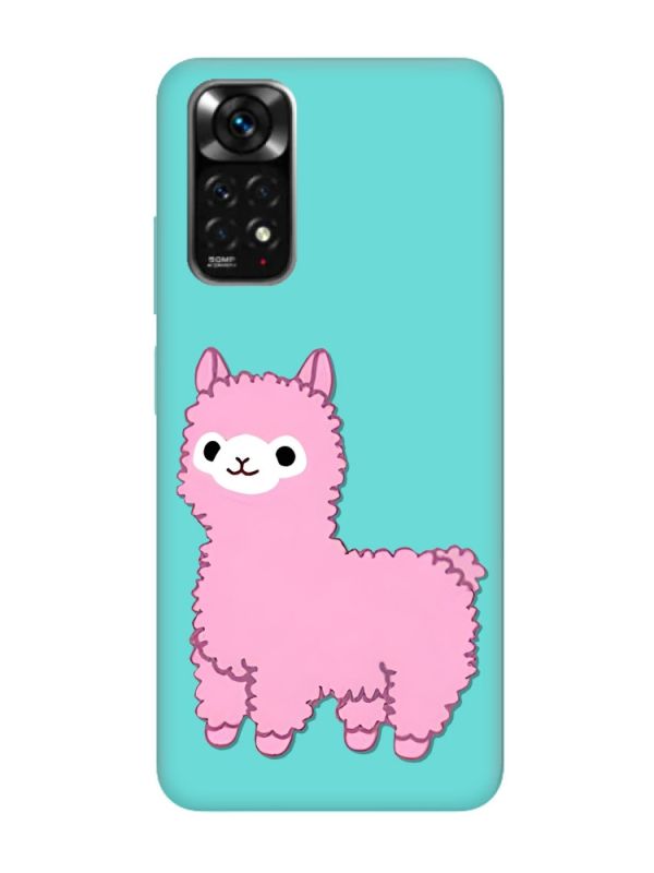 Матовий бірюзовий чохол на Xiaomi Redmi Note 11 :: Лама рожева (принт 100)