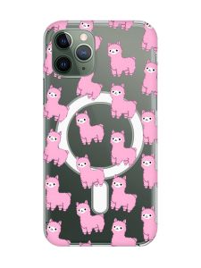 Магнітний чохол на iPhone 12/12 Pro із підтримкою MagSafe :: Лами рожеві (принт 101)