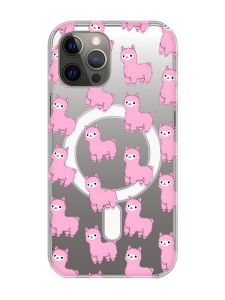 Магнітний чохол на iPhone 12 Pro Max із підтримкою MagSafe :: Лами рожеві (принт 101)
