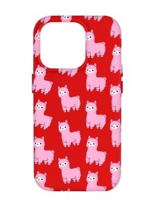 Матовий червоний чохол на Apple iPhone 14 Pro Max :: Лами рожеві (принт 101)