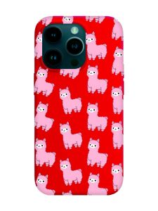 Матовий червоний чохол на Apple iPhone 14 Pro :: Лами рожеві (принт 101)