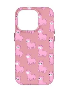 Матовий рожевий чохол на Apple iPhone 14 Pro Max :: Лами рожеві (принт 101)