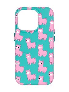 Матовий бірюзовий чохол на Apple iPhone 14 Pro Max :: Лами рожеві (принт 101)