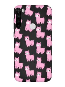 Матовий чорний чохол на Xiaomi Redmi Note 8T :: Лами рожеві (принт 101)