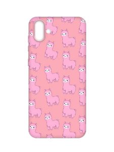 Матовий рожевий чохол на Samsung Galaxy A04 :: Лами рожеві (принт 101)