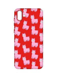 Матовий червоний чохол на Samsung Galaxy A04 :: Лами рожеві (принт 101)