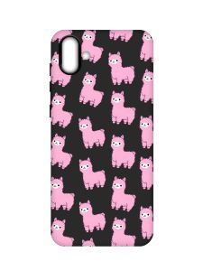 Матовий чорний чохол на Samsung Galaxy A04 :: Лами рожеві (принт 101)