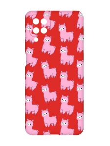 Матовий червоний чохол на Samsung Galaxy A12 :: Лами рожеві (принт 101)