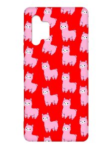 Матовий червоний чохол на Samsung Galaxy A32 :: Лами рожеві (принт 101)