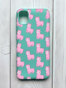 Матовий бірюзовий чохол на Samsung Galaxy A04E / A042 :: Лами рожеві (принт 101)