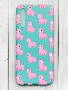 Матовий бірюзовий чохол на Samsung Galaxy А50 (2019) А505F :: Лами рожеві (принт 101)