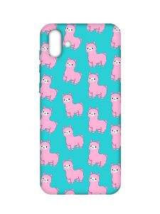 Матовий бірюзовий чохол на Samsung Galaxy A04 :: Лами рожеві (принт 101)