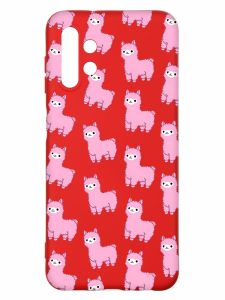 Матовий червоний чохол на Samsung A13 4G :: Лами рожеві (принт 101)