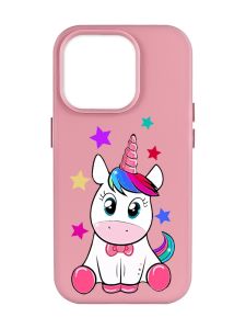 Матовий рожевий чохол на Apple iPhone 14 Pro Max :: Єдиноріг (принт 102)
