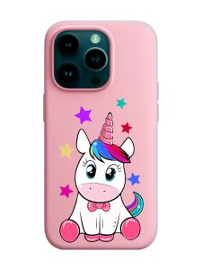Матовий рожевий чохол на Apple iPhone 14 Pro :: Єдиноріг (принт 102)